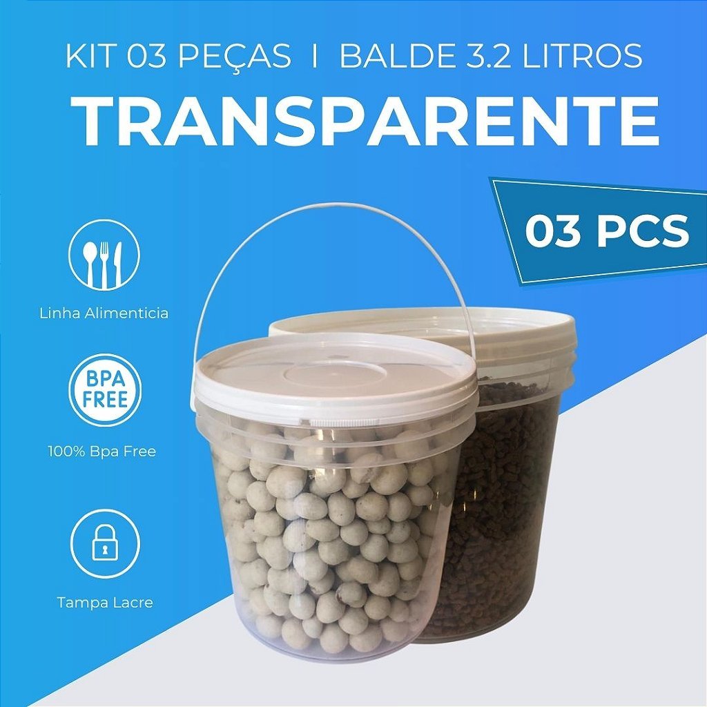Balde 3.2L - Kit 03 Peças - Nastripack Embalagens