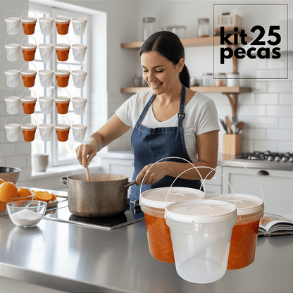 Balde 3.2L Tampa Lacre Novo Atóxico BPA FREE - Kit 25 Pcs - Nastripack Embalagens