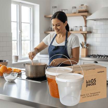 Balde 3.2L Transparente - Kit 05 Peças - Nastripack Embalagens
