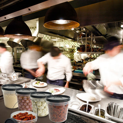 Balde 3.2L Transparente para Alimentos com Tampa Preta - Kit 10 Peças - Nastripack Embalagens