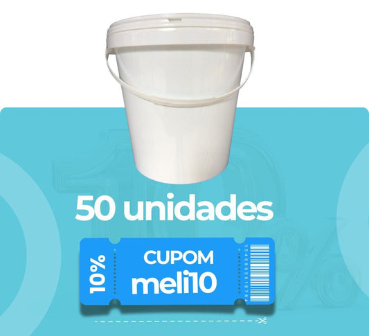 Balde 3.6L Tampa Lacre Plástico Atóxico - 50 Peças - Nastripack Embalagens