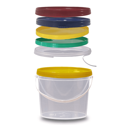 Balde com Tampa Amarela Lacre de 1.8 Litros Atoxico - Kit com 03 Peças - Nastripack Embalagens