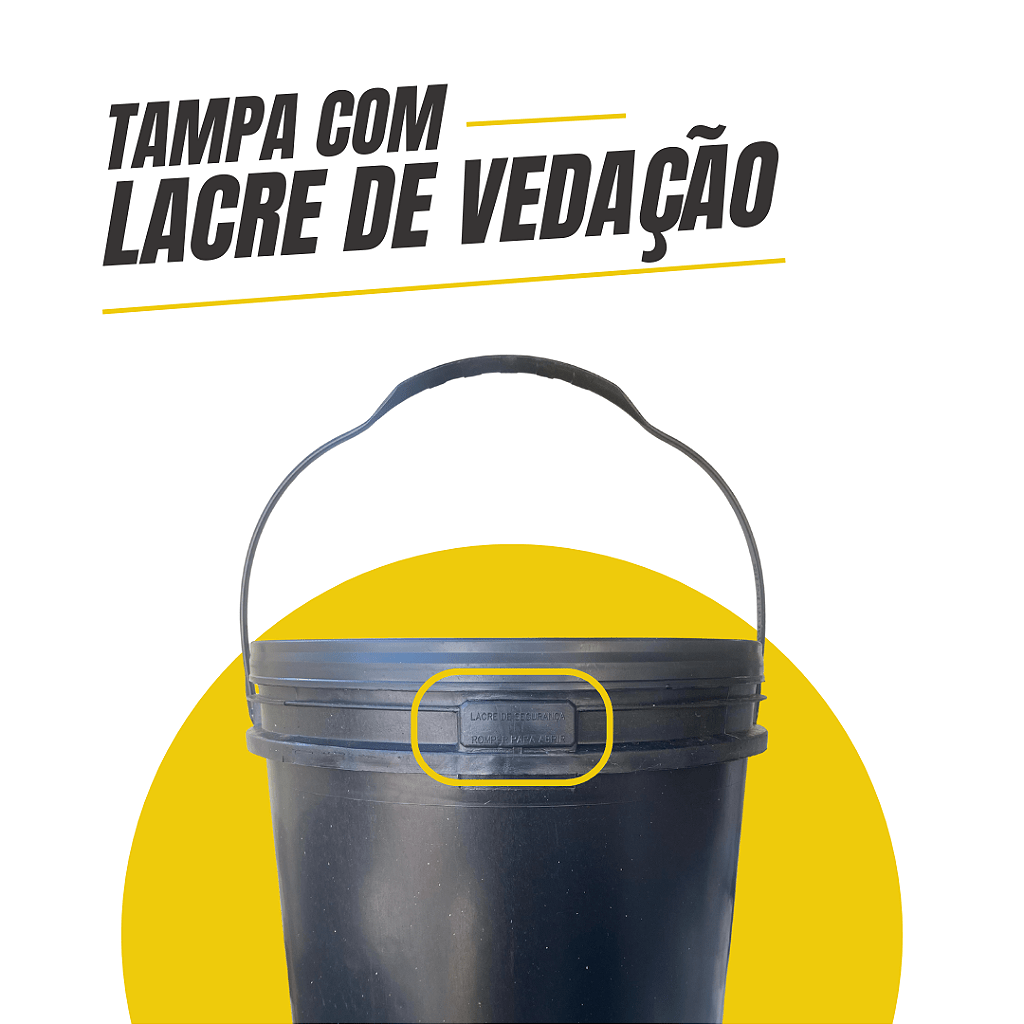 Balde com Tampa Lacre 16L Reciclado Preto Novo Multiuso - Kit 03 Peças - Nastripack Embalagens