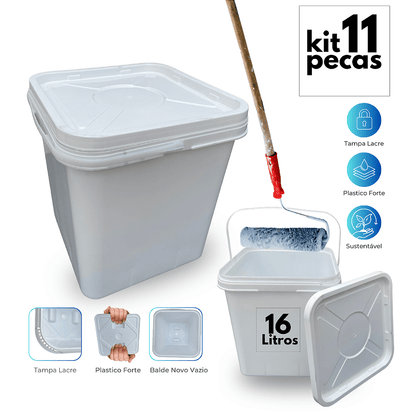 Balde com Tampa Lacre 16L Retangular Branco Reciclado - 11 Pcs - Nastripack Embalagens