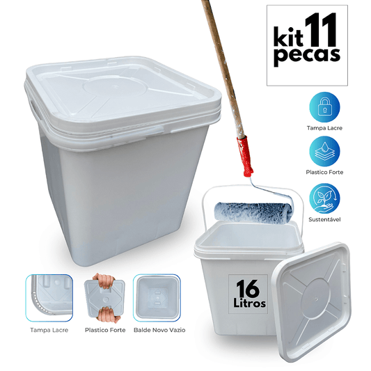 Balde com Tampa Lacre 16L Retangular Branco Reciclado - 11 Pcs - Nastripack Embalagens