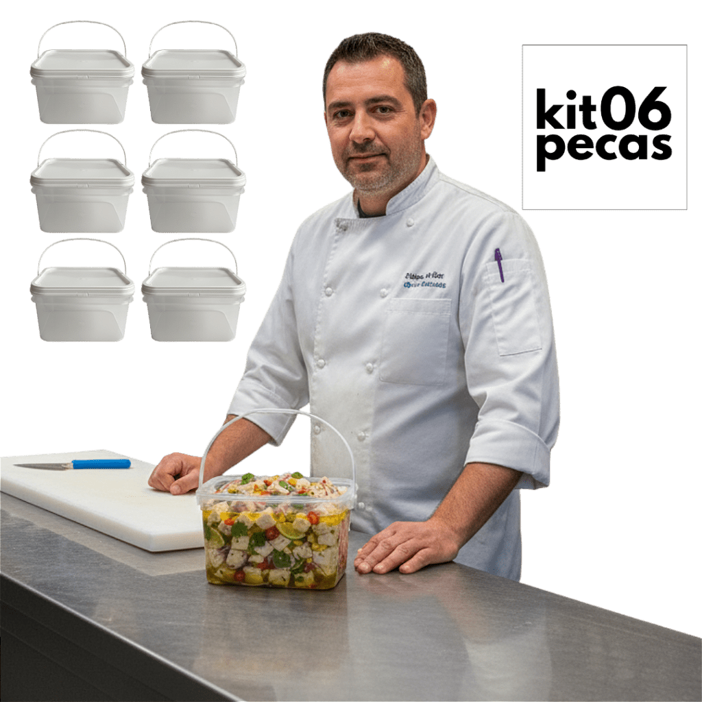 Balde com Tampa Lacre 2.4L Novo Atóxico BPA Free - 06 Peças - Nastripack Embalagens