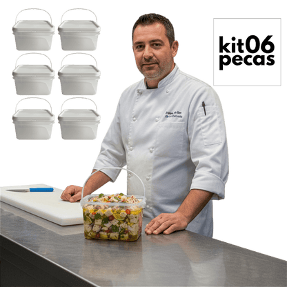 Balde com Tampa Lacre 2.4L Novo Atóxico BPA Free - 06 Peças - Nastripack Embalagens