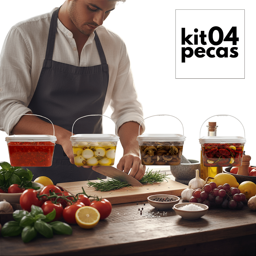 Balde com Tampa Lacre 2.4L Transparente Atóxico - 04 Und - Nastripack Embalagens