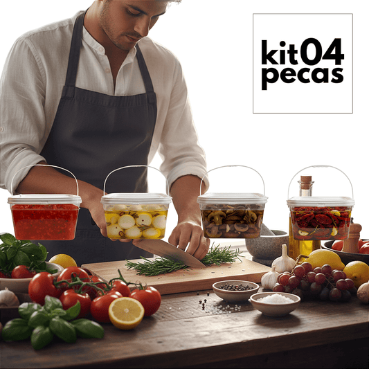 Balde com Tampa Lacre 2.4L Transparente Atóxico - 04 Und - Nastripack Embalagens