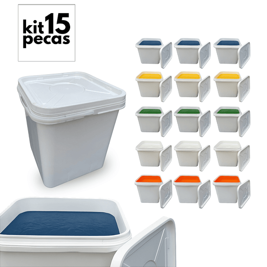 Balde com Tampa Lacre Retangular Branco Reciclado 16L - Kit 15 Peças - Nastripack Embalagens