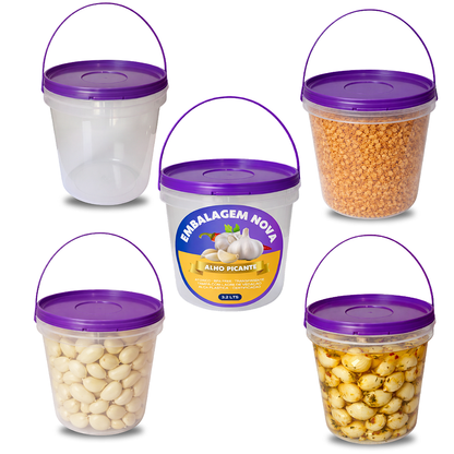 Balde com Tampa Lacre Roxa 3.2L Atóxico BPA Free - 100 Pçs - Nastripack Embalagens
