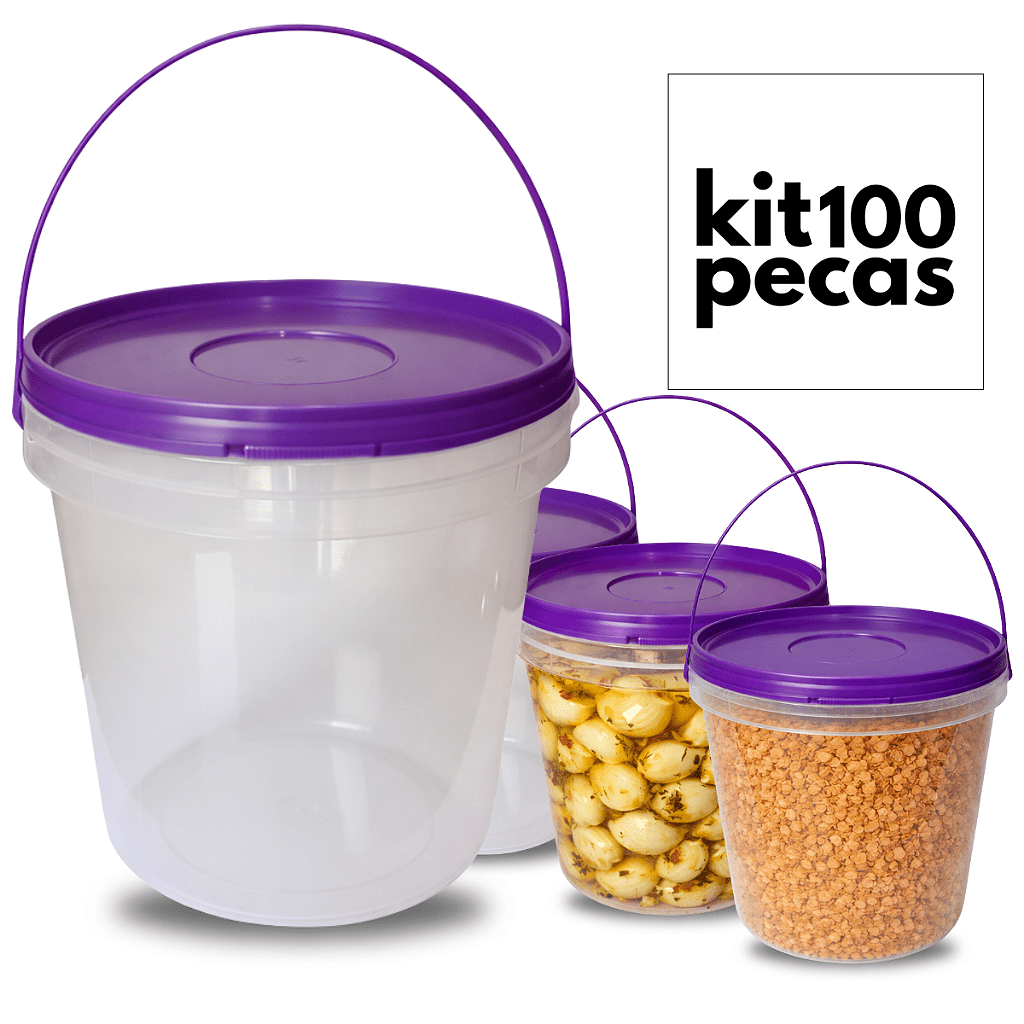 Balde com Tampa Lacre Roxa 3.2L Atóxico BPA Free - 100 Pçs - Nastripack Embalagens