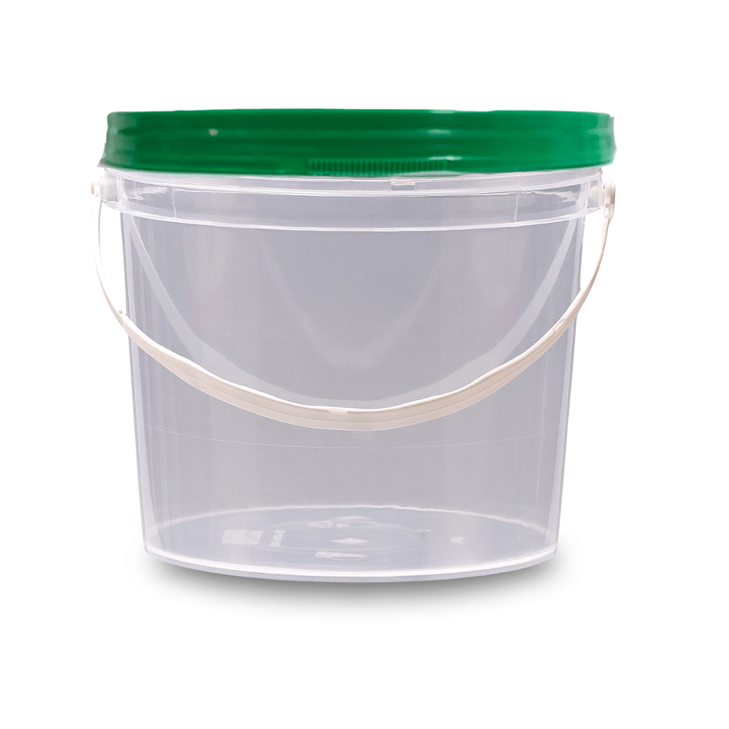 Balde com Tampa Lacre Verde Transparente 1.8L Atóxico BPA FREE - Kit 200 Peças - Nastripack Embalagens