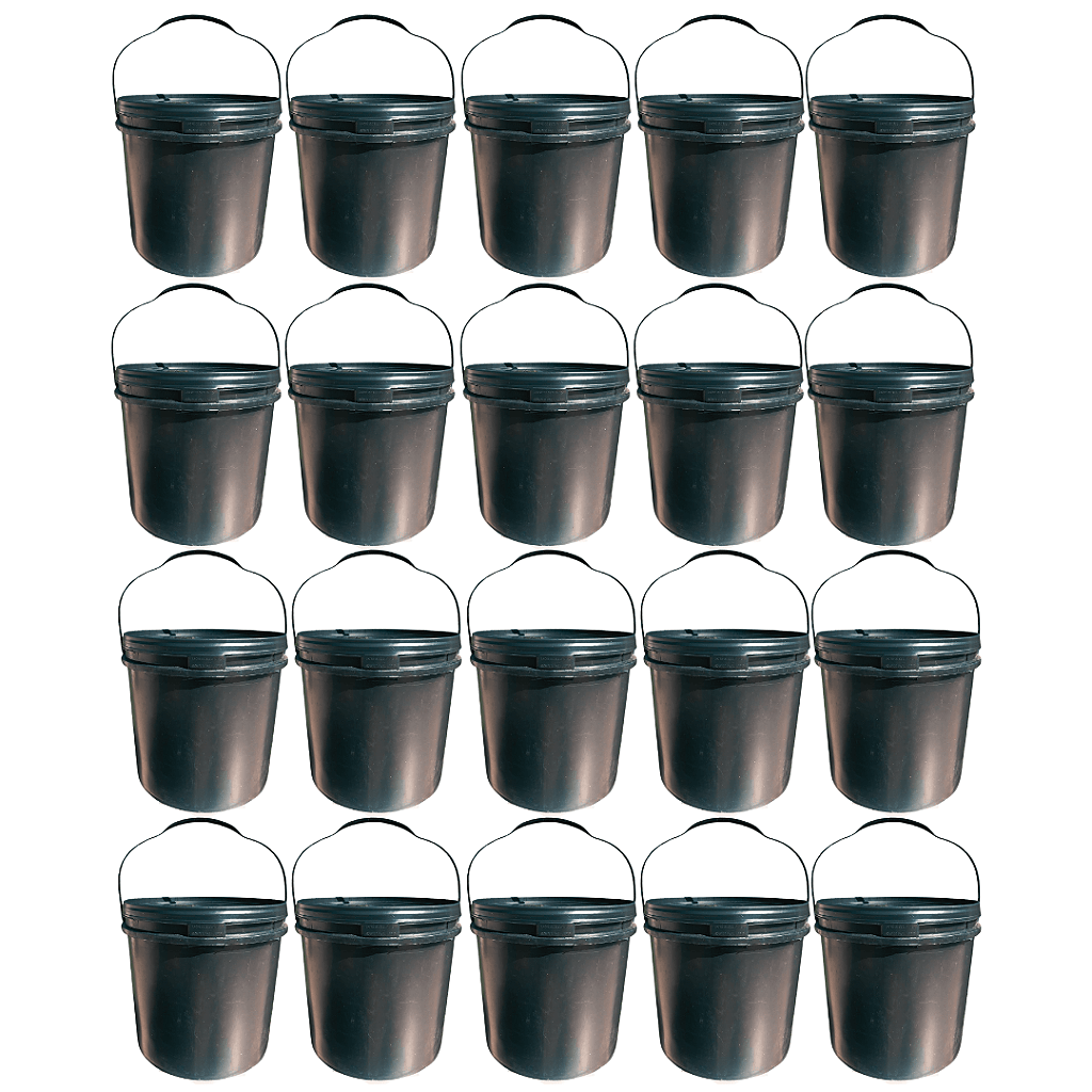 Balde com Tampa Novo 16 Litros Reciclado Preto - Kit 20 Peças - Nastripack Embalagens