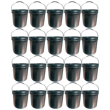 Balde com Tampa Novo 16 Litros Reciclado Preto - Kit 20 Peças - Nastripack Embalagens