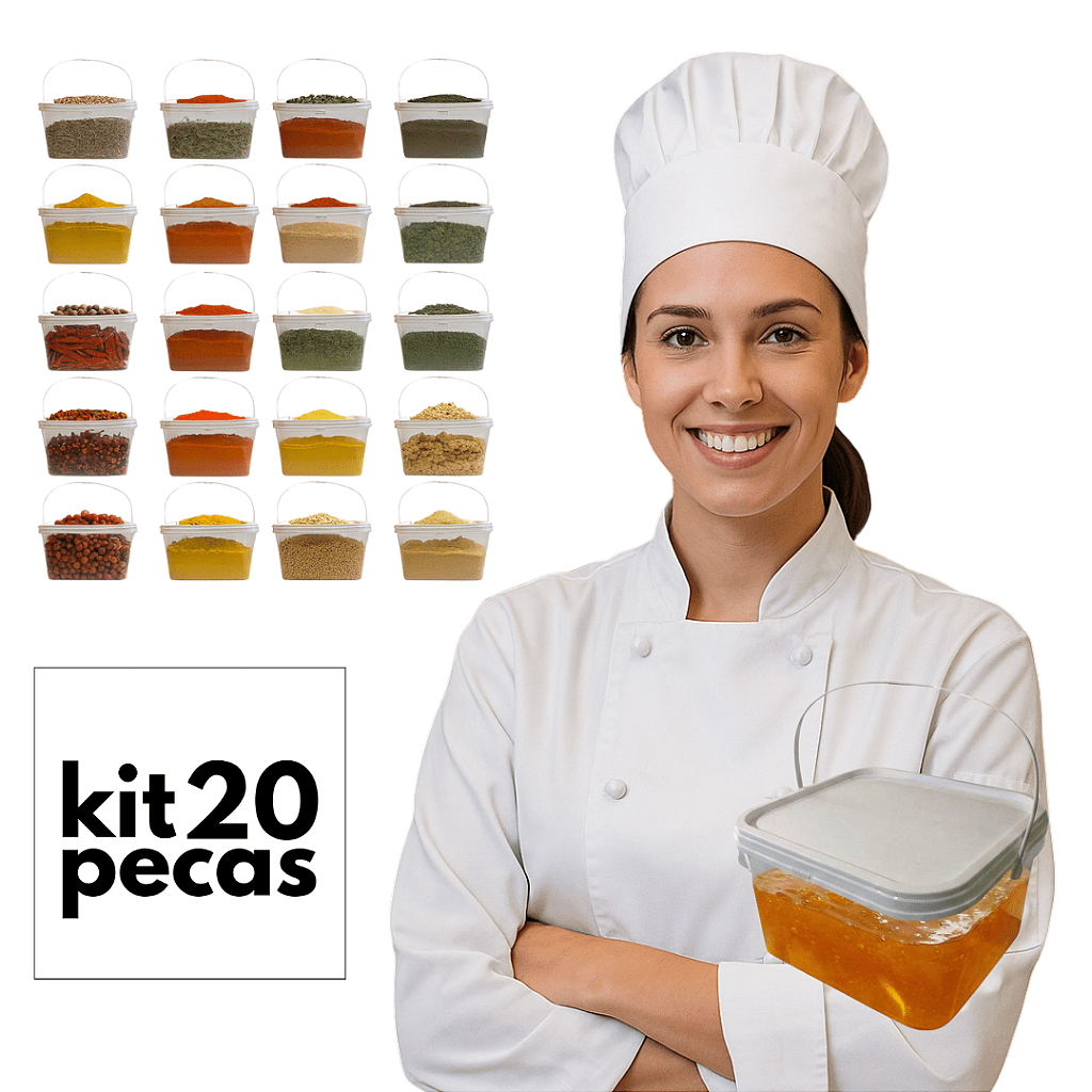 Balde com Tampa para Alimentos 2.4L Retangular Transparente - 20 Pcs - Nastripack Embalagens