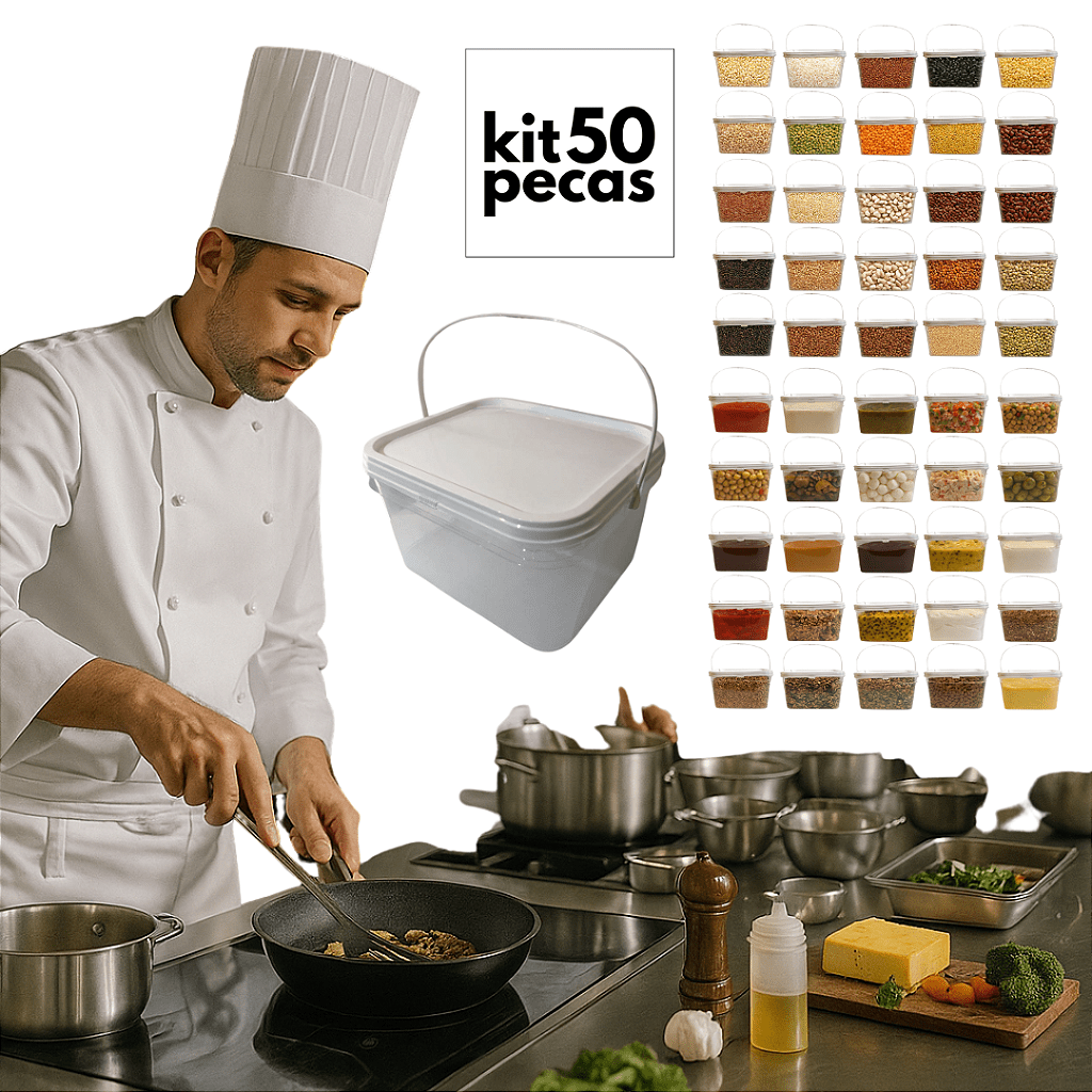 Balde com Tampa para Armazenar Alimentos 2.4L Retangular - 50 Und - Nastripack Embalagens