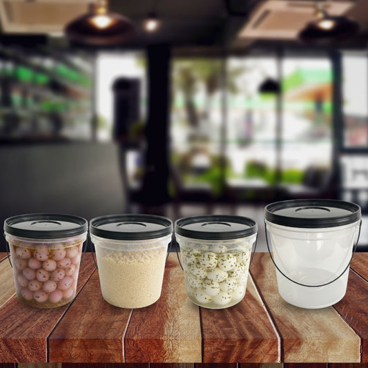 Balde com Tampa Preta Transparente 3.2L para Alimentos - Kit 100 Peças - Nastripack Embalagens