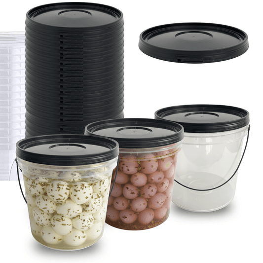 Balde com Tampa Preta Transparente para Alimentos - Kit 15 Peças - Nastripack Embalagens