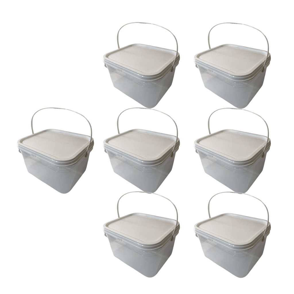 Balde com Tampa Retangular 2.4L Transparente - Kit 07 Pecas - Nastripack Embalagens