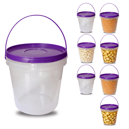 Balde com Tampa Roxa 3 Litros para Armazenar Alimento - 7 Und - Nastripack Embalagens
