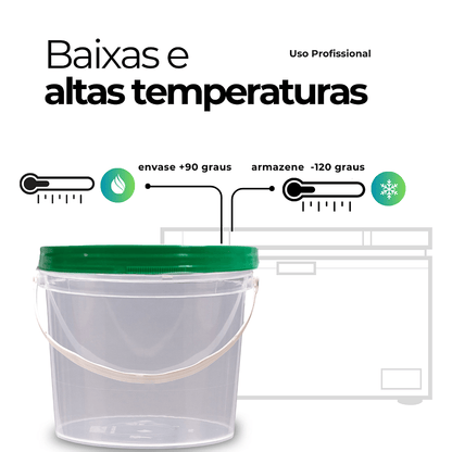 Balde com Tampa Verde 1.8L Tranparente Atóxico - Kit 12 Peças - Nastripack Embalagens