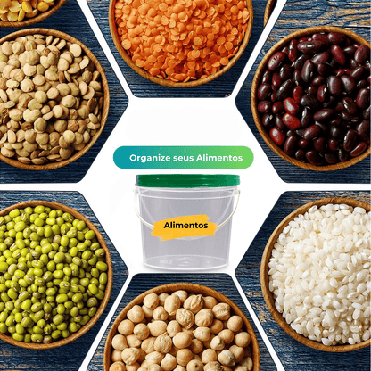 Balde com Tampa Verde 1.8L Tranparente Atóxico - Kit 12 Peças - Nastripack Embalagens