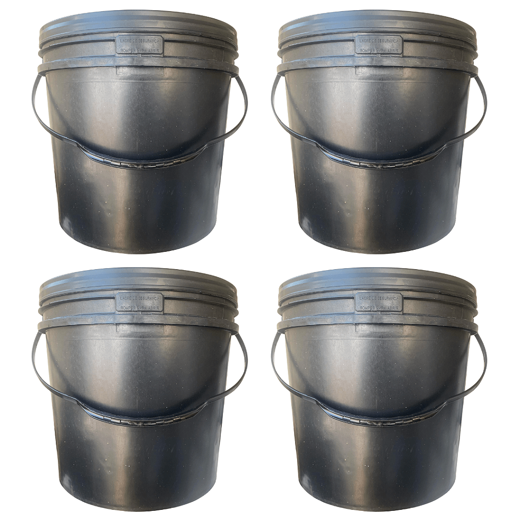 Balde de Fabrica 16L Reciclado com Tampa Lacre e Alça Plástica Novo - Kit 4 Pcs - Nastripack Embalagens