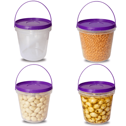 Balde para Alho Transparente com Tampa Roxa 3 Litros - 9 Und - Nastripack Embalagens