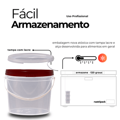 Balde para Alimento com Tampa Vermelha de 1.8 Litros - Kit 20 Peças - Nastripack Embalagens