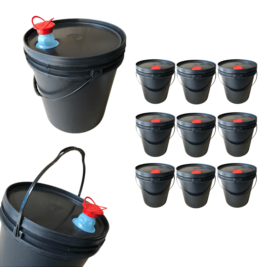 Balde Preto 16L com Tampa e Bico Retrátil Kit 9 Peças - Nastripack Embalagens