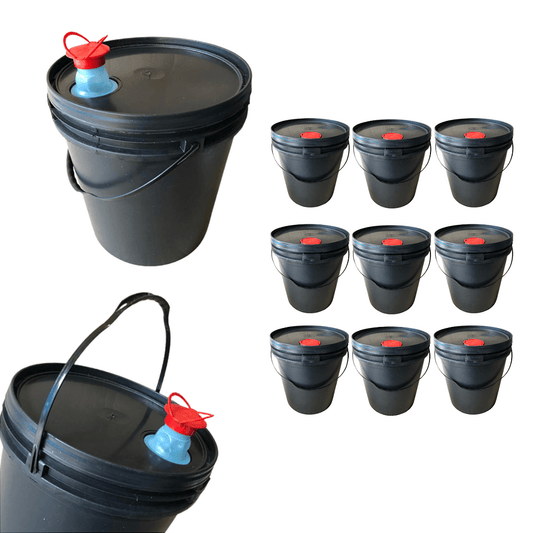 Balde Preto 16L com Tampa e Bico Retrátil Kit 9 Peças - Nastripack Embalagens