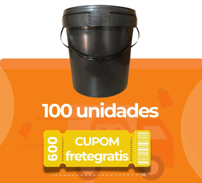 Balde Reciclado Preto 3.6 Litros com Tampa Lacre - Kit com 100 Peças - Nastripack Embalagens
