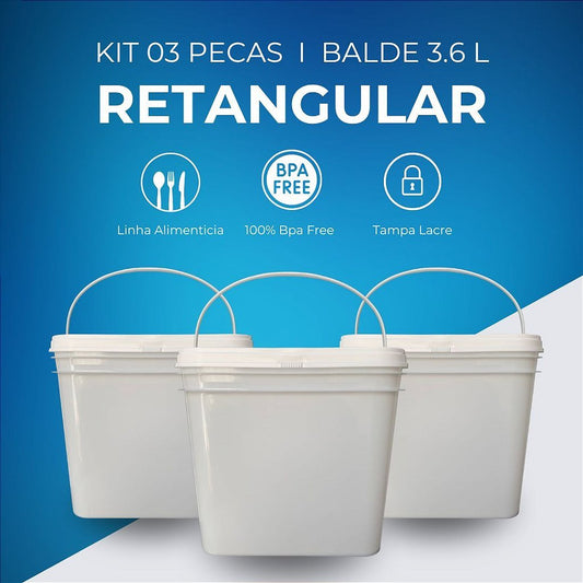 Balde Retangular - 03 Peças - Nastripack Embalagens