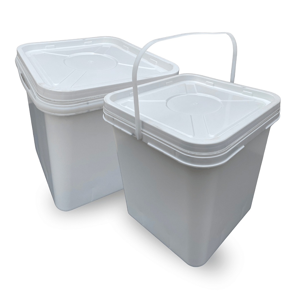 Balde Retangular 16L Branco com Tampa Lacre Multiuso - Kit 02 Peças - Nastripack Embalagens