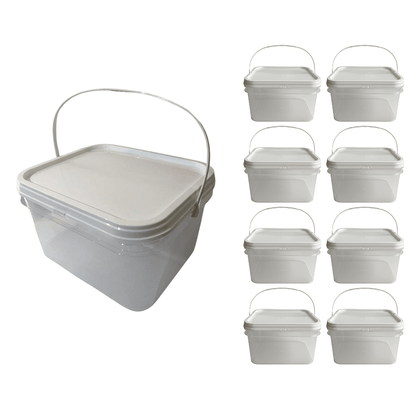 Balde Retangular 2.4L com Tampa Lacre para Alimentos - Kit 08 Peças - Nastripack Embalagens
