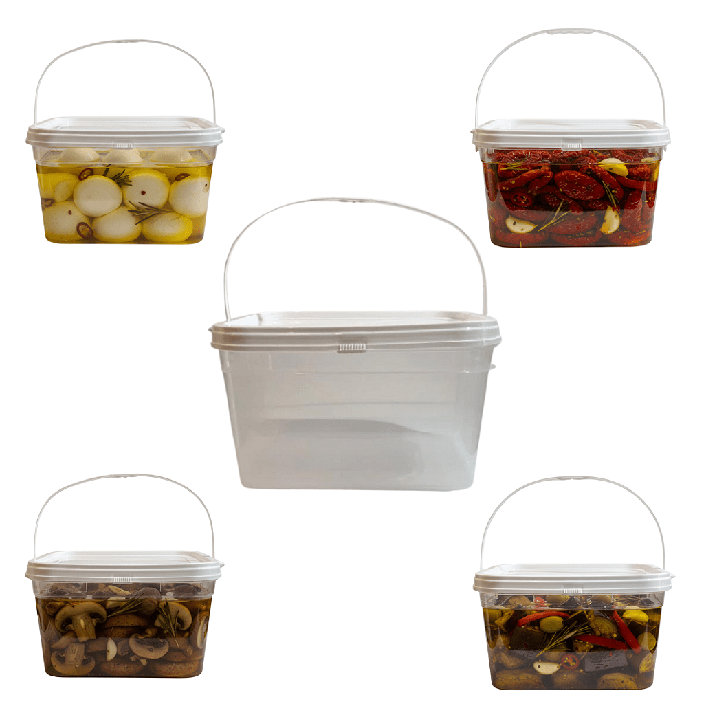 Balde Retangular 2.4L para armazenar alimento BPA FREE - 05 Und - Nastripack Embalagens