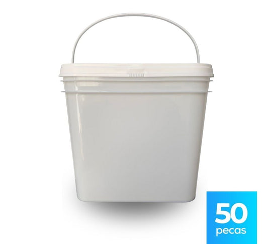 Balde Retangular 3.6 Litros BPA Free - 50 Peças - Nastripack Embalagens