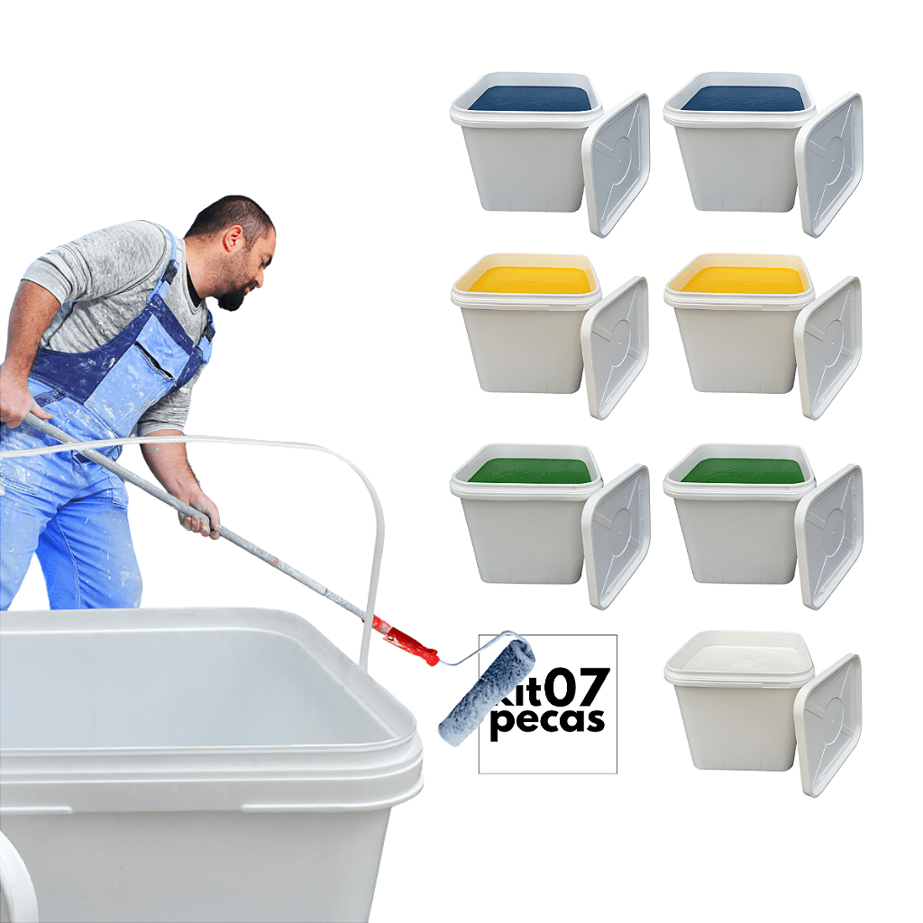 Balde Retangular com Tampa Lacre 16 Litros Branco Reciclado - 07 Unid - Nastripack Embalagens