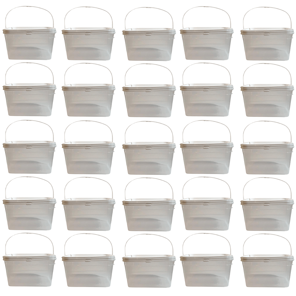 Balde Retangular com Tampa Lacre 2.4L Transparente - 25 Und - Nastripack Embalagens