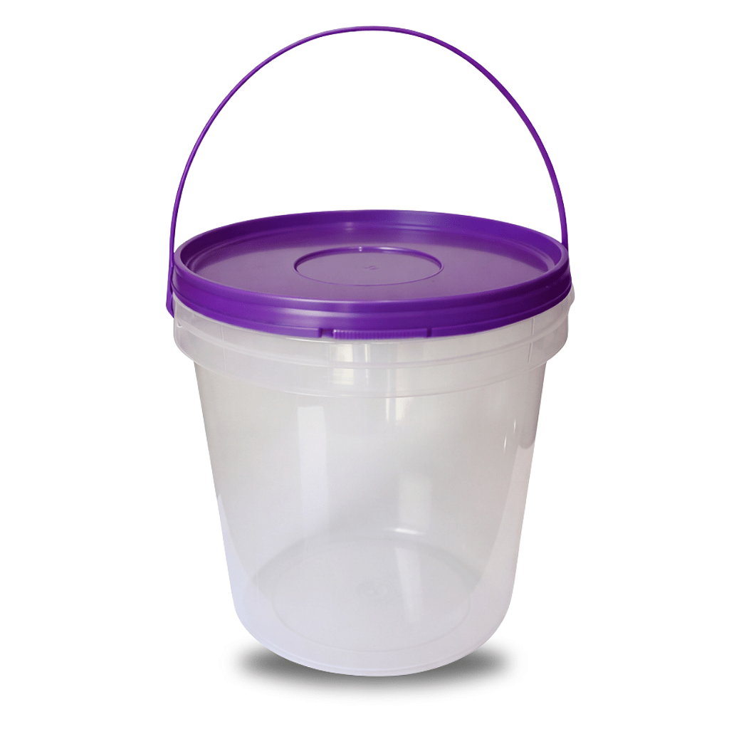 Balde Transparente com Tampa Roxa Lacre de 3.2 Litros - Nastripack Embalagens