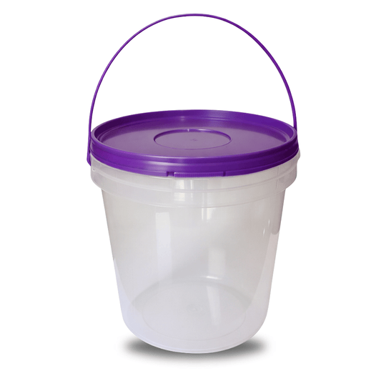 Balde Transparente com Tampa Roxa Lacre de 3.2 Litros - Nastripack Embalagens
