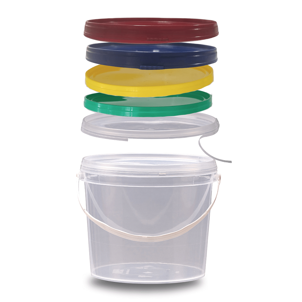 Balde Transparente com Tampa Verde 1.8 Litros - Kit 05 Peças - Nastripack Embalagens