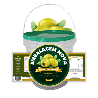 Balde Transparente com Tampa Verde 1.8 Litros - Kit 05 Peças - Nastripack Embalagens