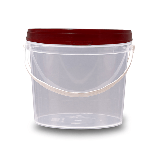 Baldinho com Tampa Vermelha de 1.8 Litros Transparente Atóxico - Kit 15 Peças - Nastripack Embalagens