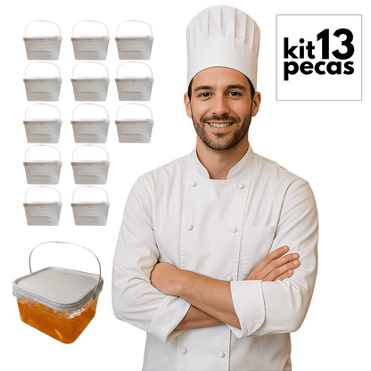 Baldinho Transparente Retangular 2.4 Litros para Alimentos - 13 Peças - Nastripack Embalagens