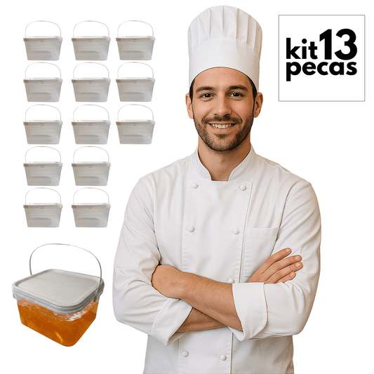 Baldinho Transparente Retangular 2.4 Litros para Alimentos - 13 Peças - Nastripack Embalagens