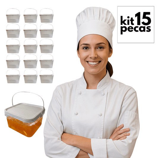 Baldinho Transparente Retangular com Tampa 2.4L - Kit 15 Peças - Nastripack Embalagens