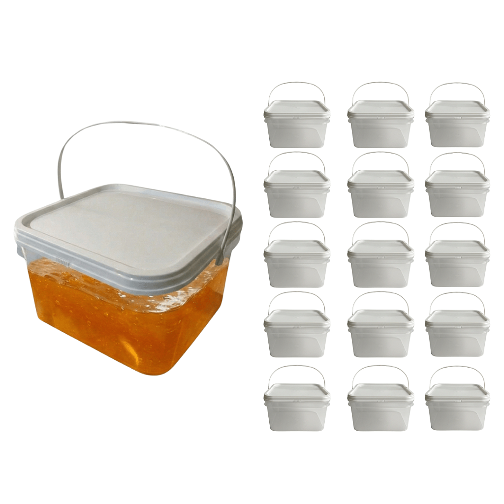 Baldinho Transparente Retangular com Tampa 2.4L - Kit 15 Peças - Nastripack Embalagens