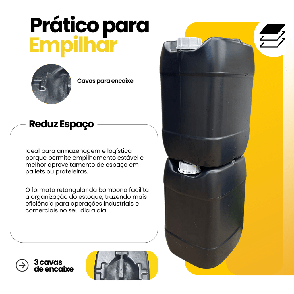 Bombona 20L com Tampa Rosca e Anel de Vedação de Polixan - 05 Peças - Nastripack Embalagens